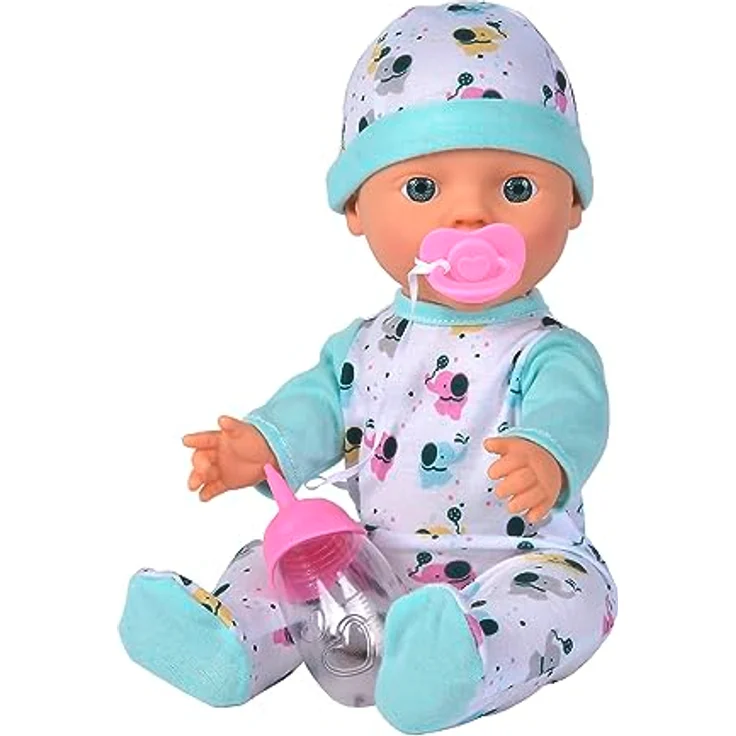 SIMBA Babypuppe New Born Baby, kleiner Elefant, mit Trink- und Pipi-Funktion, 30 cm, bunt – Bild 5