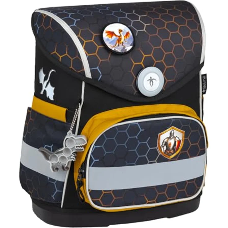 Belmil Compact mit Patches Schulranzen Set 5-teilig mit Brustgurt (405-41/AG/B/S) (Dragon) - Schulranzen-Set mit AGR Empfehlung, Fidlock Magnetverschluss, 19L Volumen – Bild 5