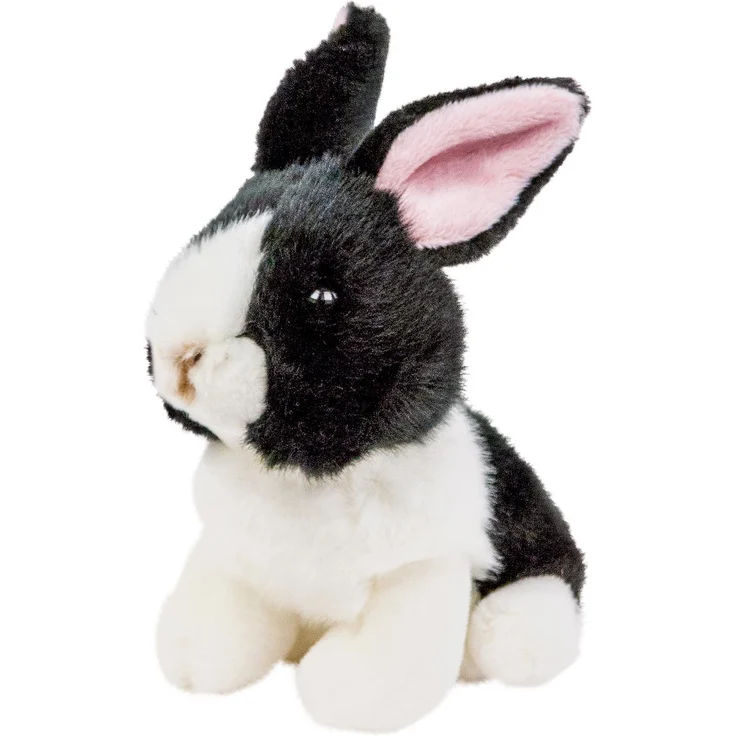 Teddys Rothenburg Kuscheltier Hase, 16 cm, schwarz/weiß, maschinenwaschbar bis 30°C