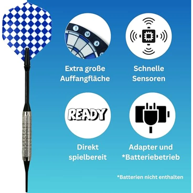 BEST SPORTING Dartscheibe elektronisch Cambridge I LED-Anzeigen, 6 Dartpfeile & 24 Ersatzspitzen, Dartboard Kabinett, offizielle Turniermaße, 33 Spiele mit 86 Varianten – Bild 4