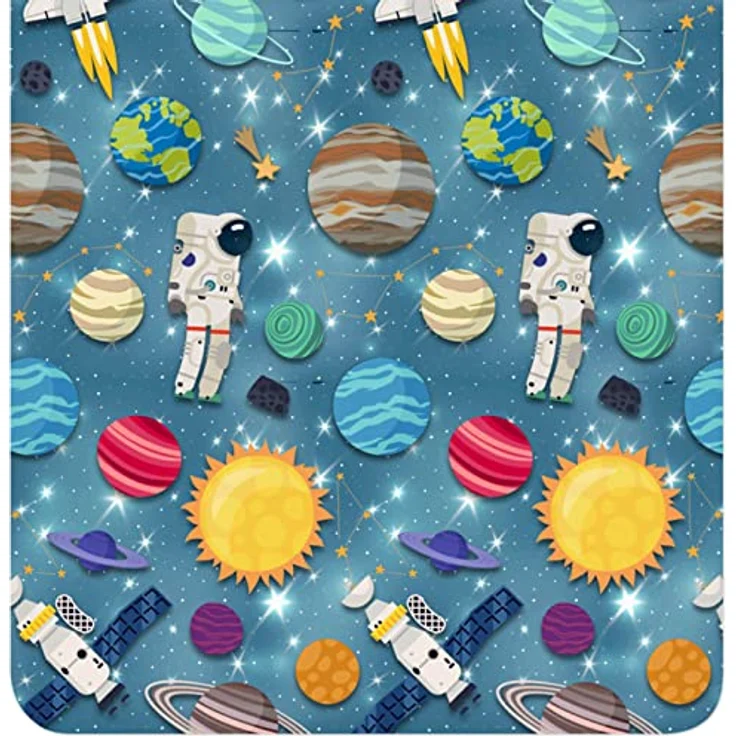 ESPiCO Bettwäsche Trendy Bedding Spaceworld Weltraum Astronaut Rakete Erde Saturn Sterne Flanell, 135 cm x 200 cm, für Kinder und Jugendliche in blau – Bild 3