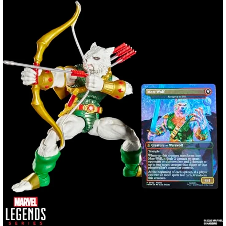 Hasbro Marvel Legends Series Man-Wolf, Action-Figur 15 cm mit 6 Accessoires und exklusiver Foil Sammelkarte – Bild 5