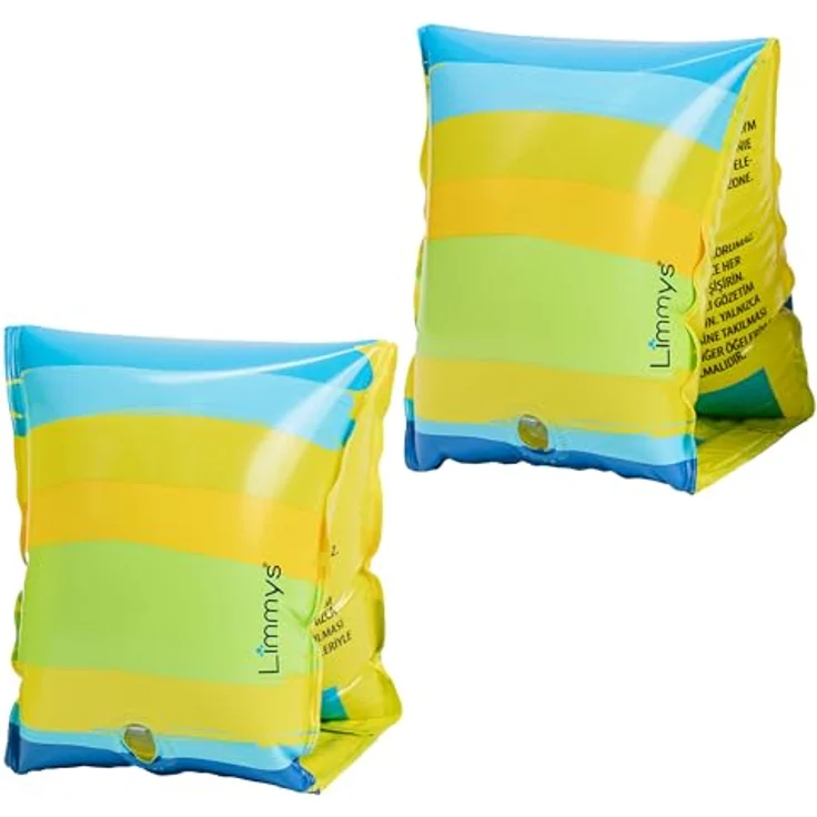 Limmys Premium Qualitäts-Kinder- Schwimmflügel in 6 einzigartigen Designs, Schwimmhilfe ab 1 Jahr, geruchlos & ungiftig, blau – Bild 1