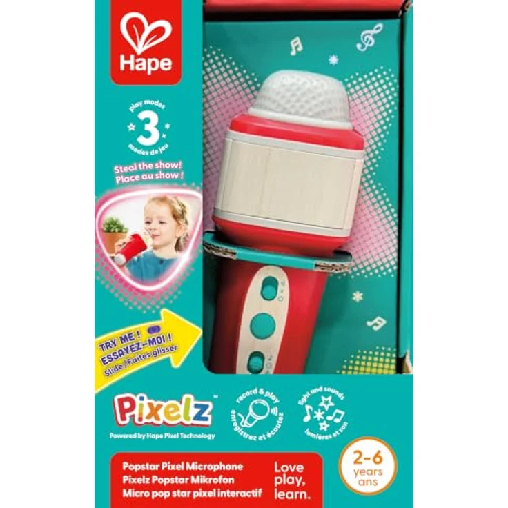 Hape Pixelz Popstar Microphone, Spielzeugmikrofon mit 3 interaktiven Modi und leuchtenden Effekten, für Kinder ab 24 Monaten – Bild 9