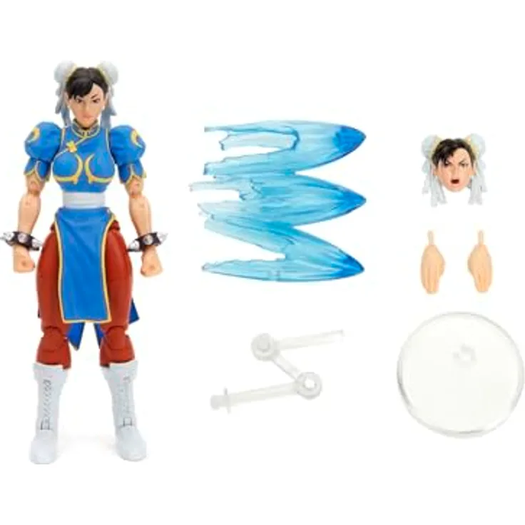Jada Toys Street Fighter Figur Chun-LI (15 cm) - bewegliche Sammel- und Actionfigur aus Street Fighter 2: The Final Challengers, mit alternativem Kopf, Händen und Zubehör, ab 13 Jahre
