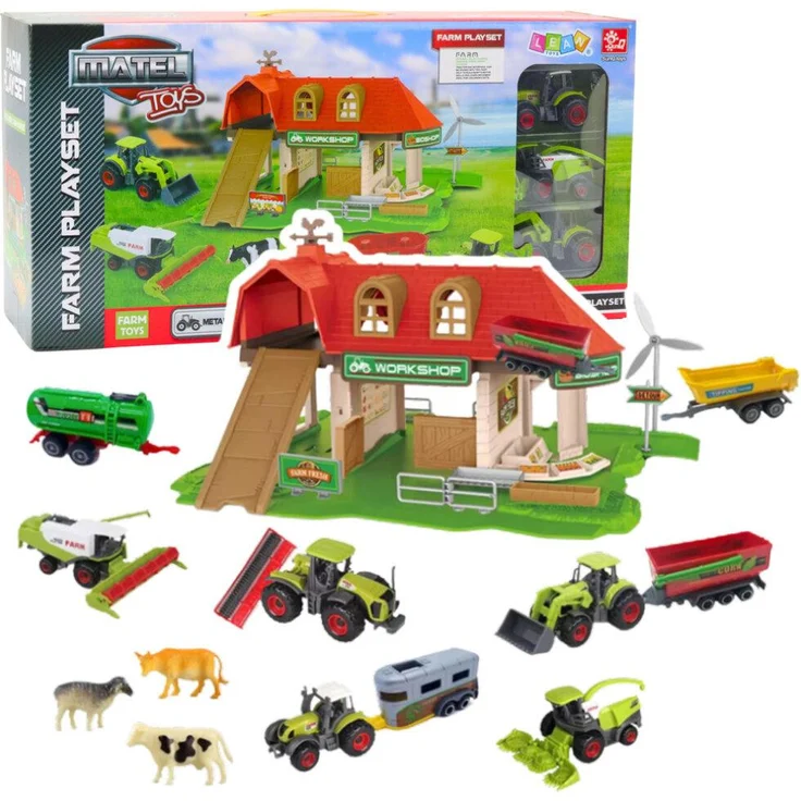 Leantoys Bauernhof mit Traktoren und Tieren, 42 Einzelteile, Sammelfiguren