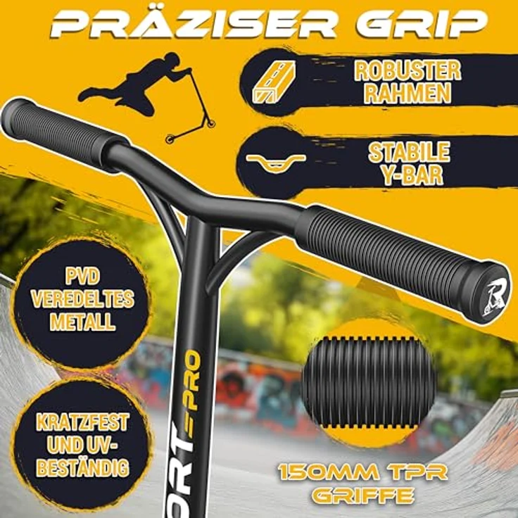 RE:SPORT REVO PRO Stunt Scooter, Profi Kickscooter mit 110mm PU Wheels, ABEC 9 Lager, leicht und wendig, inkl. Ständer für Kinder & Erwachsene – Bild 8