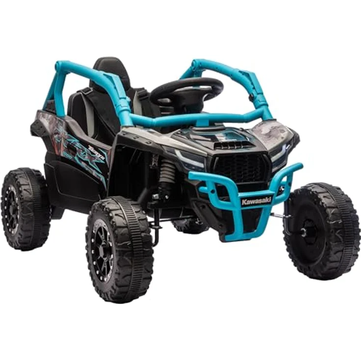 AIYAPLAY Kawasaki TERYX KRX 1000 Kinder Elektroauto 12V UTV mit 2 Motoren, 2,4 GHz Fernbedienung, Federungssystem, LED-Leuchten, Musik, Hupe für 3-8 Jahre, Blau – Bild 1