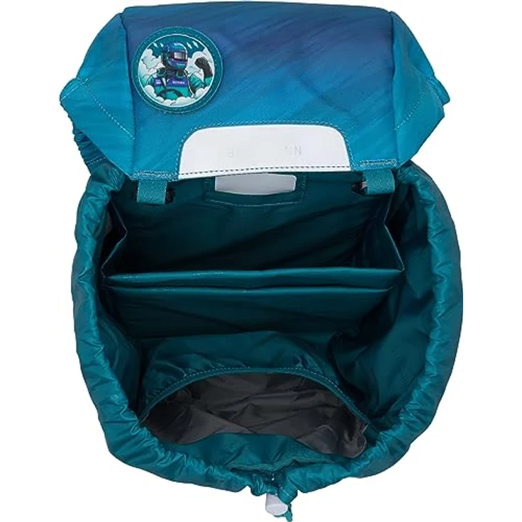 Beckmann Schulranzen Classic, 6tlg. Set in Blau mit Sportrucksack, Federmäppchen, Schlamperrolle und Buttons – Bild 7