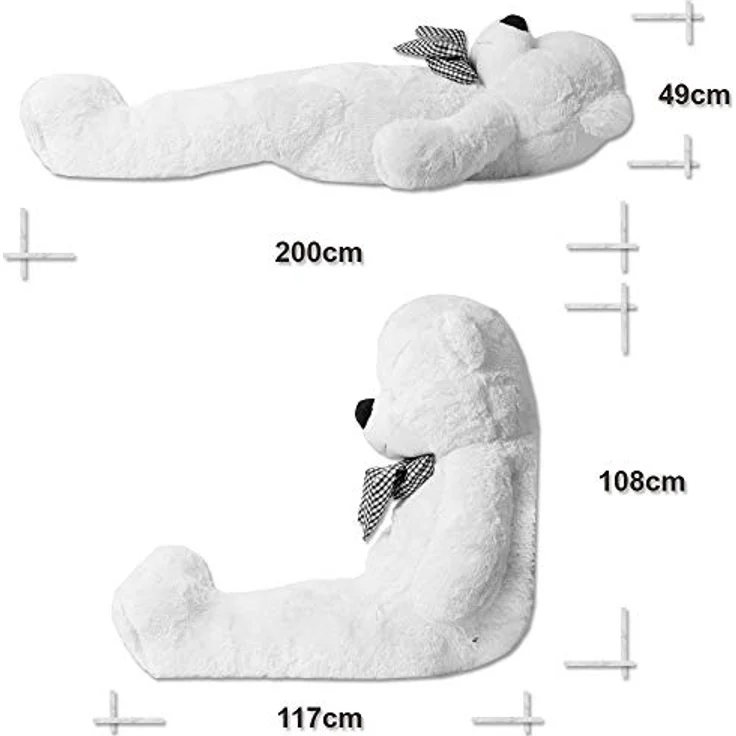 TE-Trend XXL Plüschbär 200cm Hellbraun - riesen Kuscheltier mit Schleife - waschbar & EN71-zertifiziert – Bild 4