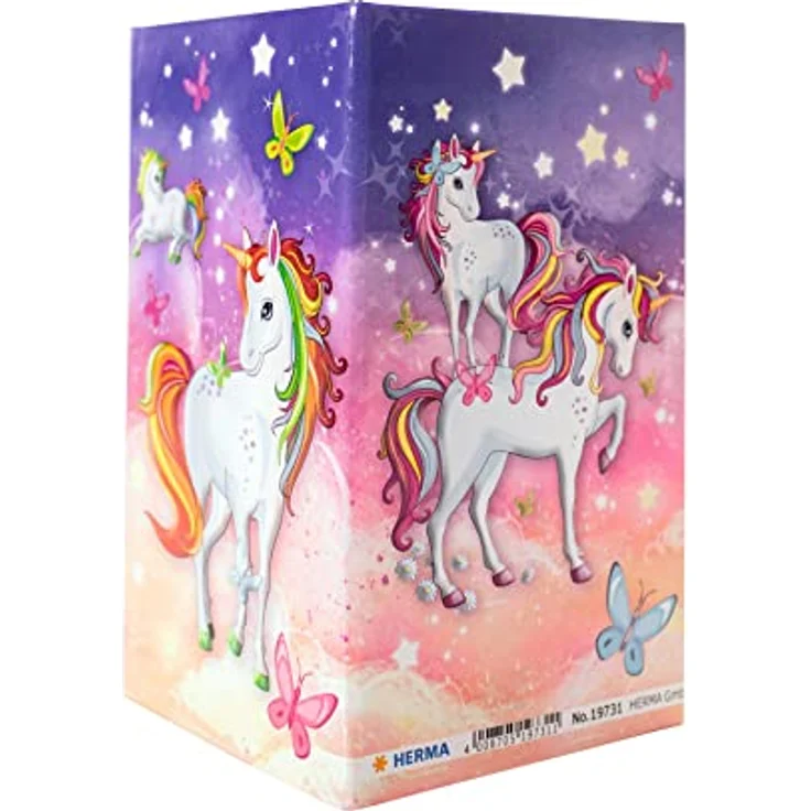 HERMA 19731 Stiftehalter mit Einhorn Motiv, faltbar, stabile Pappe, rechteckiger Stiftebecher für Buntstifte, Marker, Bleistifte, Make-Up Pinsel - HERMA Federmäppchen, bunter Stifte Organizer für Kinderzimmer, Einhorn - stabile Pappe, faltbar, Druckknöpfe – Bild 3