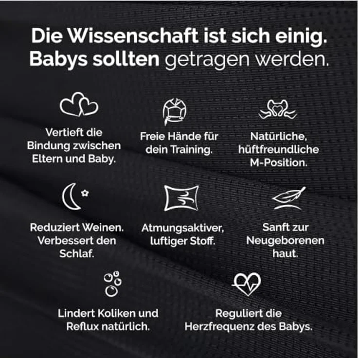 Boba Freedom Together Babytragetuch, Leichte & Atmungsaktive Babytrage aus Elastischem Mesh für Neugeborene und Kleinkinder (3,2–15,9 kg), Schwarz – Bild 5