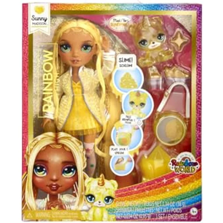 Rainbow High Anziehpuppe Classic Rainbow Fashion Doll- Sunny (yellow) mit funkelndem Haustier und Glitzerschleim - Preisvergleich – Bild 3