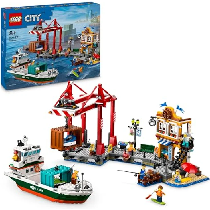 LEGO® Konstruktionsspielsteine Hafen mit Frachtschiff (60422), LEGO City, (1226 St), Made in Europe – Bild 2