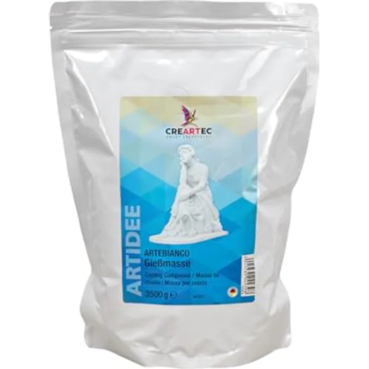 CREARTEC Artebianco Gießmasse, Modelliermasse für Kunstwerke, 1000g, weiß, wetter- und frostbeständig, Made in Germany