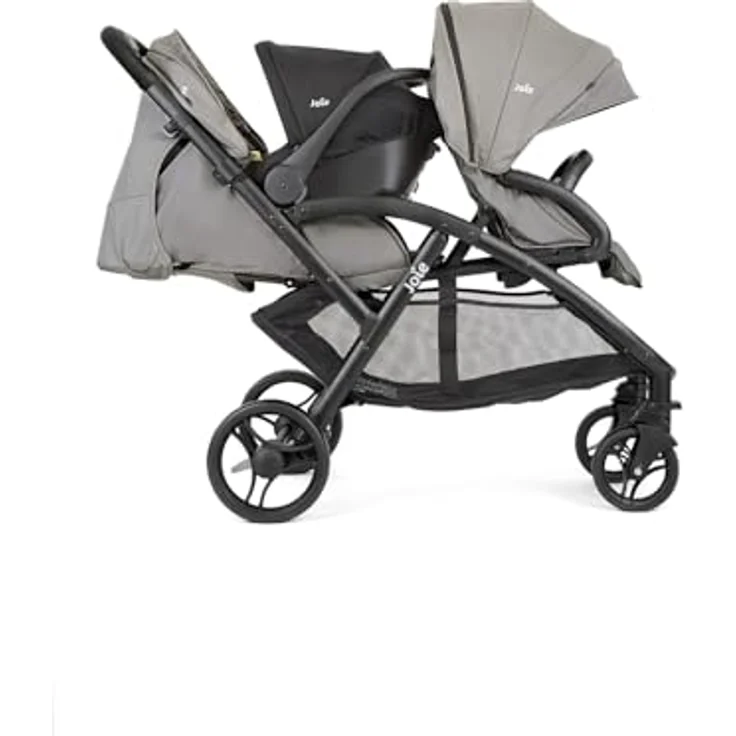 Joie Evalite Duo Zwillingswagen mit Regenverdeck, ultraleicht, ab Geburt bis 30 kg, SureLock™-Mechanismus, UV-Schutz 50+, 4-Rad-Einzelfederung, Coal, Gray Flannel – Bild 6