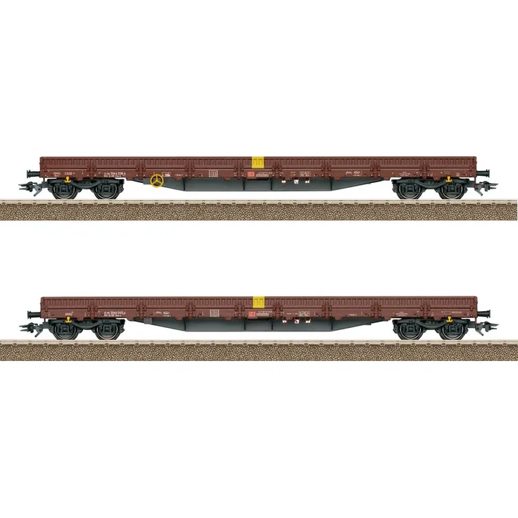 TRIX H0 T24431 Güterwagen Niederbordwagen DC, rotbraun, vierachsiger Wagen mit Schienennachbildung, Länge 46 cm