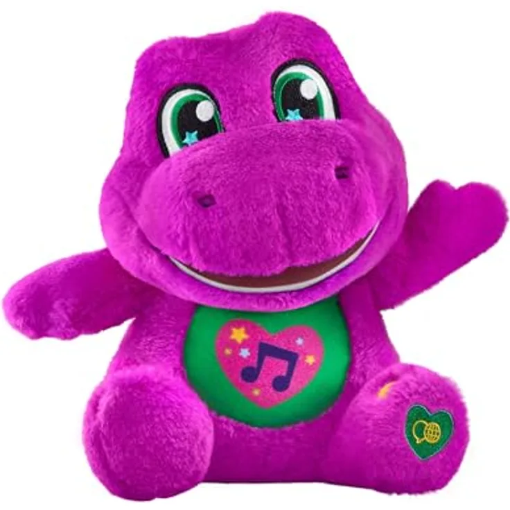 Barney – Sing-mit-mir-Barney, Plüsch 25 cm mit Geräuschen, 10 Sätze und 5 Lieder in 5 Sprachen, für Kinder ab 2 Jahren, JGT51