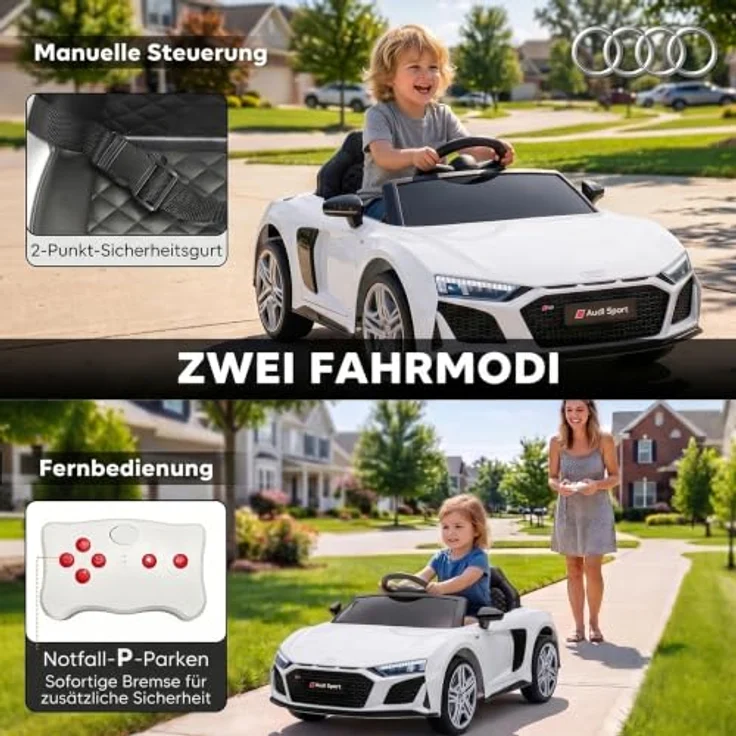 AIYAPLAY Audi R8 Spyder Kinder Elektroauto 12V mit Fernbedienung, Lithium-Akku, Soft-Start-Funktion und Hinterradfederung – Bild 4