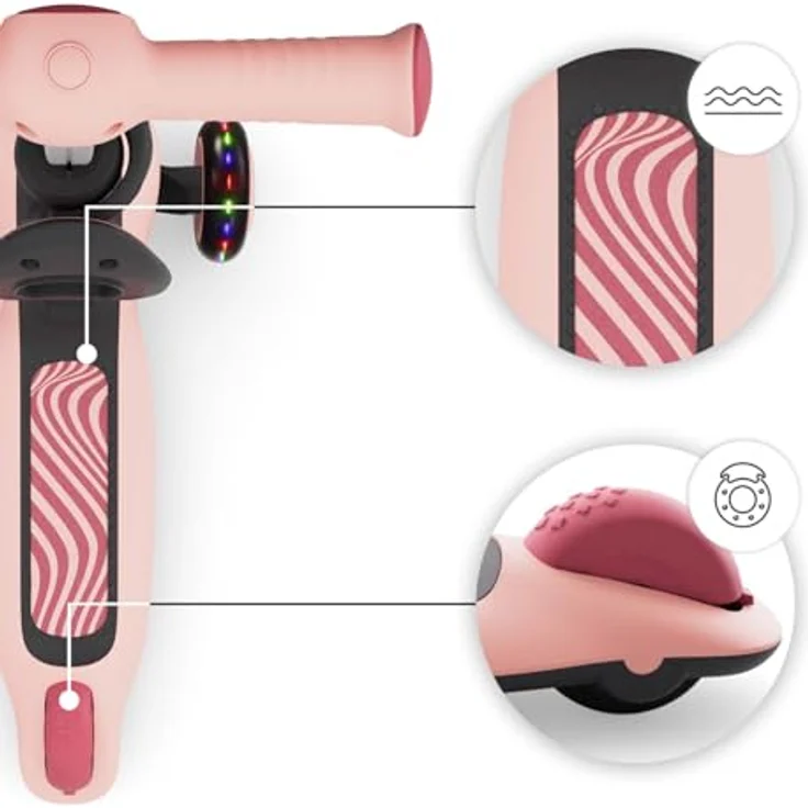 Kinderkraft HALLEY 2, 2-in-1 Balance-Kinderroller mit höhenverstellbarem Sitz (25–33 cm), klappbar, 4 Lenkerhöhen, LED-Räder, Rosa – Bild 10