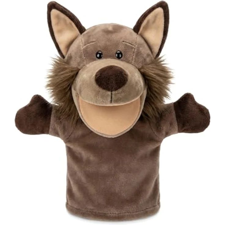 LOMTRATS Handpuppen-Set für Kinder, 4-tierige Plüsch Handpuppen mit beweglichen Mündern für Geschichtenerzählen und Unterricht, inklusive Wolf, Tiger, Löwe und Affe, ca. 25 cm groß – Bild 1