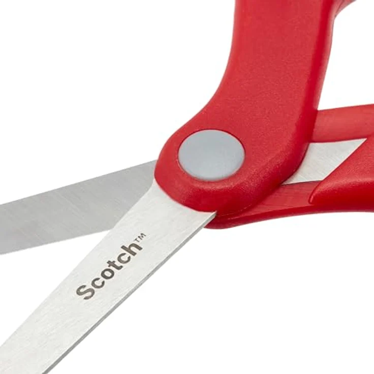 SCOTCH Komfort-Schere 20cm, Papierschere mit rostfreien Stahlklingen und Komfortgriffen, rot/grau – Bild 4