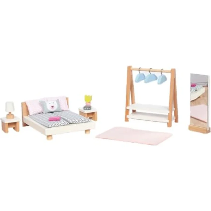 goki Puppenmöbel Style, Schlafzimmer Set mit 18 Teilen, Holzspielzeug für kreatives Rollenspiel, ab 3 Jahren – Bild 1