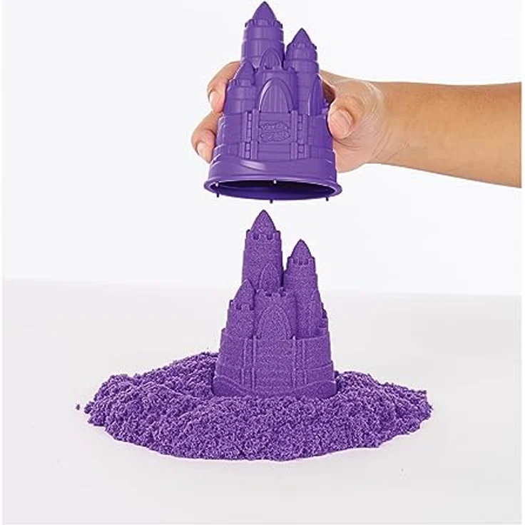 Spin Master Kinetic Sand Kreativset, 454 g, lila mit Förmchen und Sandbox für kreatives Sandspiel – Bild 8