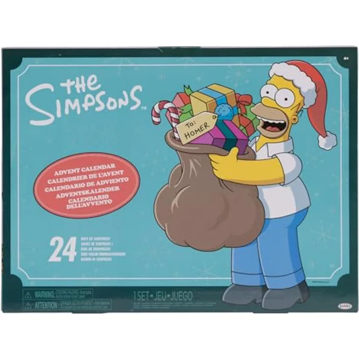 Jakks Pacific Der Simpsons-Adventskalender 2024, 24 Tage voller Überraschungen mit ca. 3,8 cm großen Figuren und Zubehör. Ideal für Kinder und Sammler.