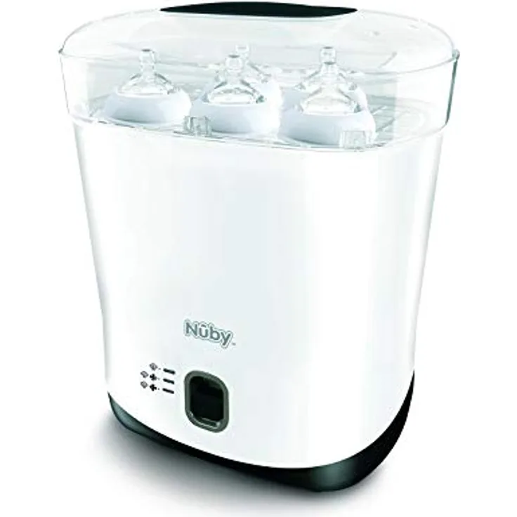 Nuby Babyflasche Sterilisator und Trockner, elektrischer Dampfsterilisator, weiß, tötet 99,9% der Keime