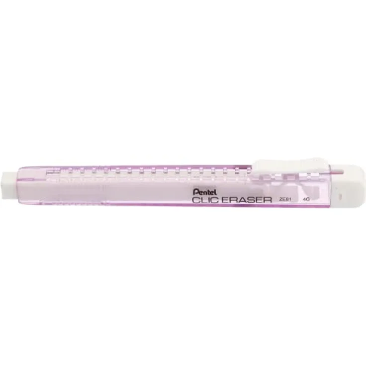 Pentel Clic Eraser ZE81 Radierer, rechteckig, nachfüllbar, violett, transparent, 12 Stück