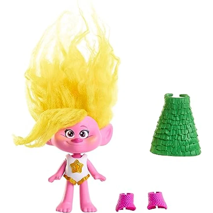 DREAMWORKS TROLLS Gemeinsam Stark – Puppen Königin Poppy, Viva, Branch, Guy Diamond mit Tiny Diamond mit Plüschhaar und 5 Gelenke, für Kinder ab 3 Jahren, HNF07 – Bild 4