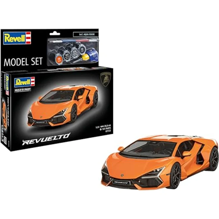 Revell Modellbau Model Set Lamborghini Revuelto, Supersportwagen mit Hybridantrieb, 1015 PS, detailreiches Modell mit Motor und Innenraum, alle Farben und Zubehör enthalten – Bild 1