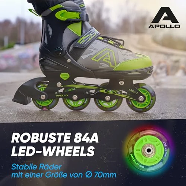 Apollo Champion, größenverstellbare Inliner für Jungs und Mädchen ab Größe 31, für Damen und Herren bis Größe 42, hochwertige Inline Skates für Kinder und Erwachsene mit LED Rollen, in Pink – Bild 3