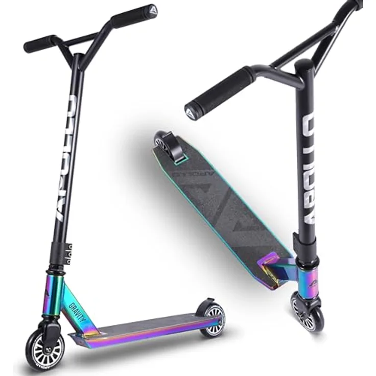 Apollo Stuntscooter Gravity, Kinder Roller für Tricks & Stunts, auch für Beginner, Aluminium, Rainbow