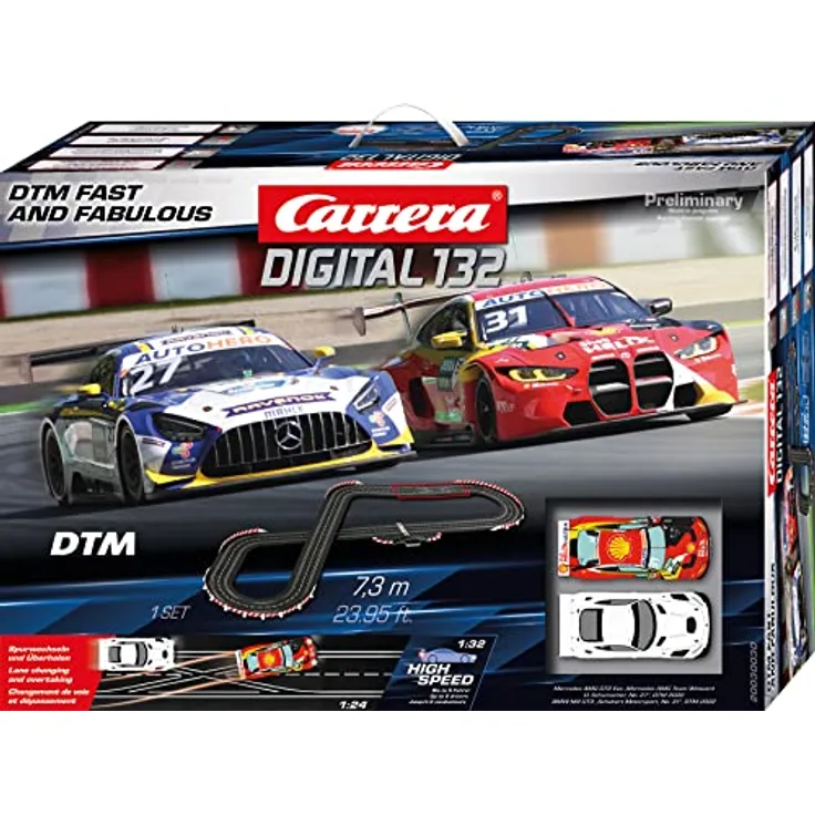 Carrera DIGITAL 132 - Rennsport Set mit Mercedes AMG GT3 EVO & BMW M4 GT3 - Authentisches DTM Rennvergnügen - Maßstab 1:32