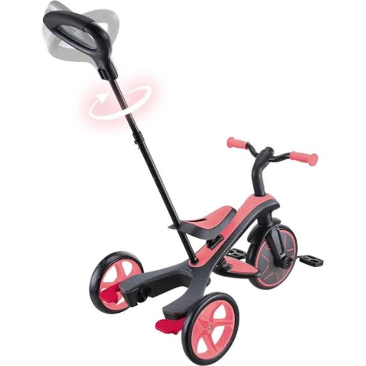 Globber Explorer Trike 4in1 Pro in Coral Pink - Dreirad, Laufrad und Kinderwagen in 10/8,5 Zoll - TPR-Sitz - höhenverstellbares Kinderfahrzeug – Bild 3
