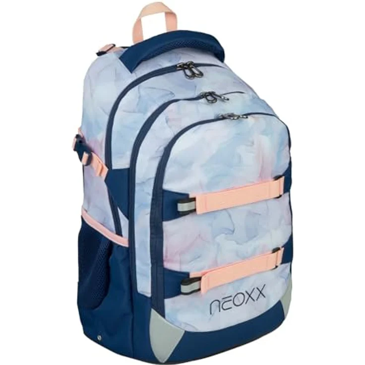 neoxx Schulrucksack ACTIVE Pro Dreaming of Pastel, aus recycelten PET-Flaschen, 3 Fächer + Geheimfach, höhenverstellbare gepolsterte Träger, Volumen ca. 30 Liter – Bild 2
