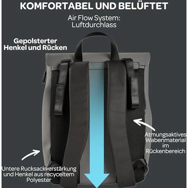 Beaba Oslo Wickelrucksack, 19 Liter mit 11 Taschen, isolierter Tasche und Halterungen für den Kinderwagen, wasserdicht, grau – Bild 7