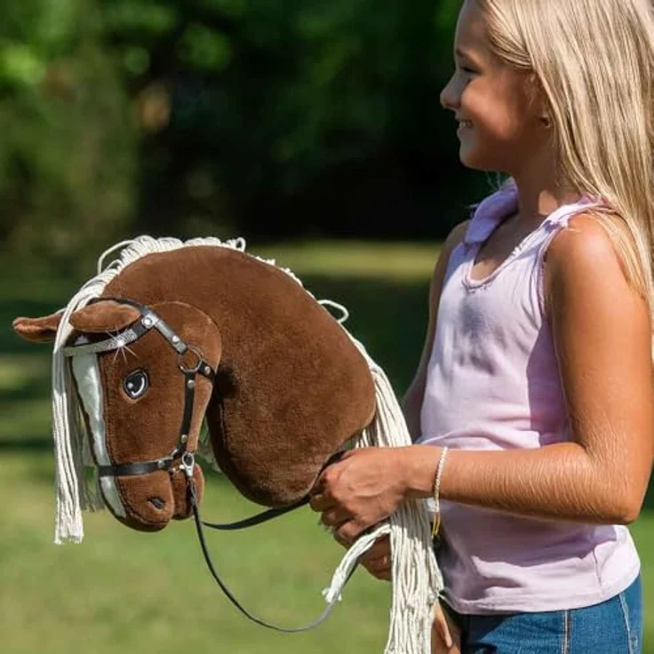 Hobby Horse A3 Sunny Dream, Dunkles Alezan-Pferd mit glitzerndem Frontteil und weißem/braunem Satinfluss, Reitspielzeug für Kinder und Jugendliche – Bild 5