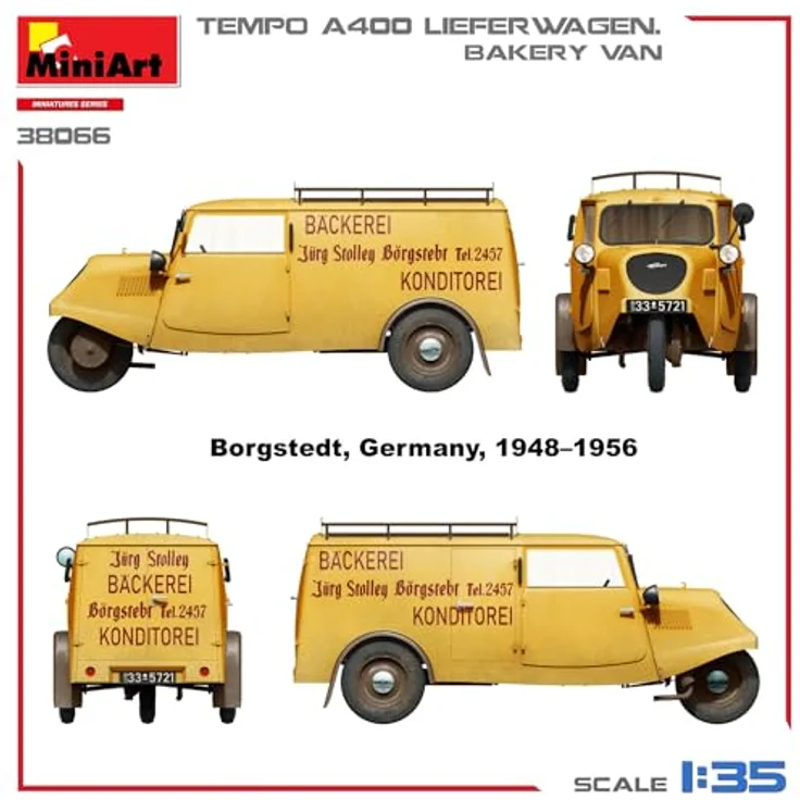 Other 1:35 Tempo A400 Lieferwagen, Modellfahrzeug mit Backwaren und variablen Decals – Bild 5