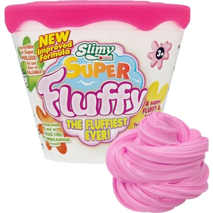 SLIMY Super Fluffy Spielmasse 100g Pink, extrem dehnbare Schleim Knete mit Bubblegum Duft, dermatologisch getestet, glutenfrei – Bild 1