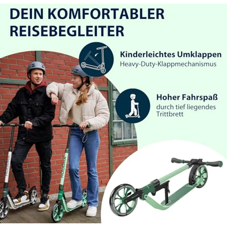 Hudora Cityroller BigWheel® 205 Advanced, einklappbarer und höhenverstellbarer Kick-Scooter für max. 100kg, Mattschwarz  – Bild 5