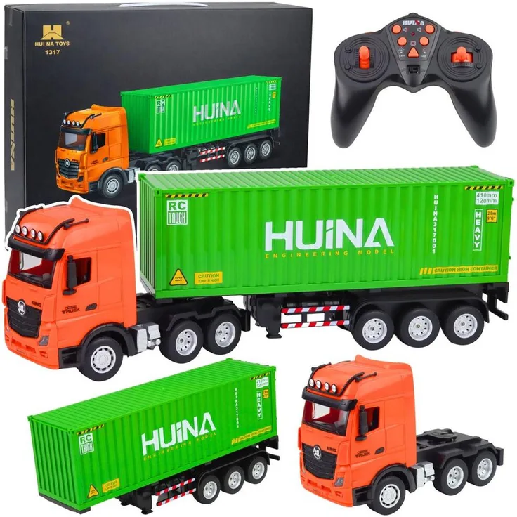Wisam RC-Ferngesteuerter LKW mit Container, HUINA, 1:18, Licht- und Soundeffekte, RTR