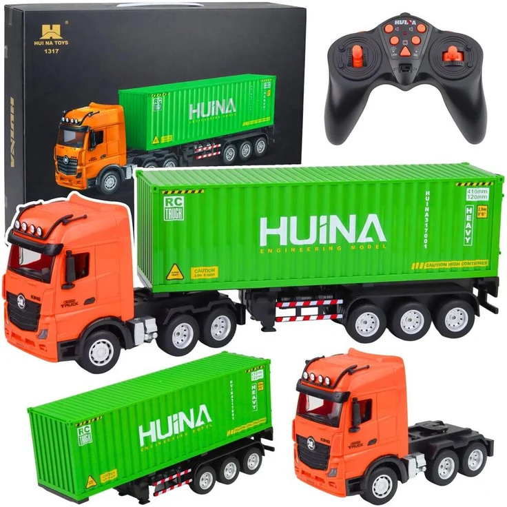 Wisam RC-Ferngesteuerter LKW mit Container, HUINA, 1:18, Licht- und Soundeffekte, RTR