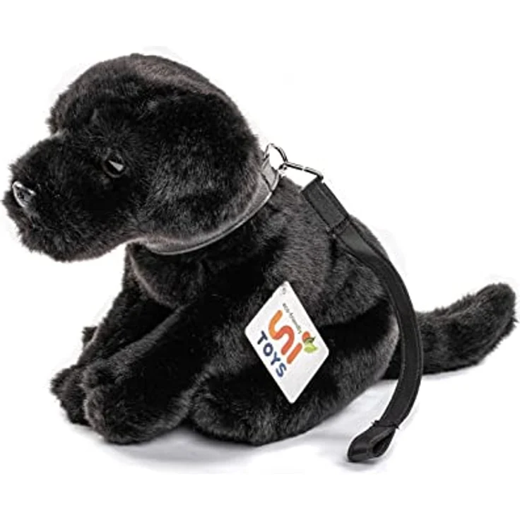 Uni-Toys - Labrador Welpe (schwarz), mit Leine - 23 cm (Höhe) - Plüsch-Hund, Haustier - Plüschtier, Kuscheltier – Bild 2