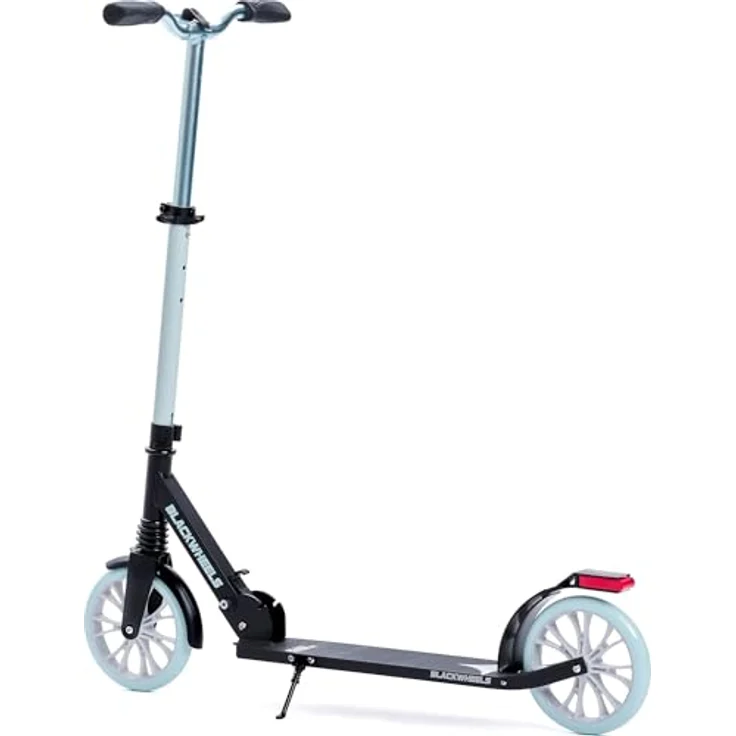 BLACKWHEELS Scooter Zoom, Schwarz und mint, leichter Aluminiumrahmen, schnelles Klappsystem, ergonomische TPU-Griffe, grosse 200 mm Räder, integrierter Stossdämpfer – Bild 3