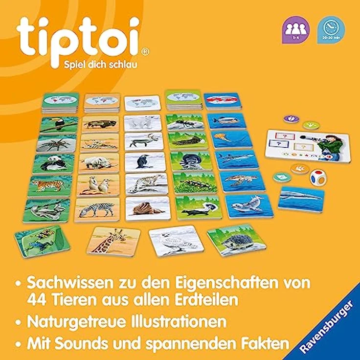 Ravensburger tiptoi® Spiel "Tiere der Welt", Lernspiel zur Tierarten-Erkennung, Made in Europe – Bild 5