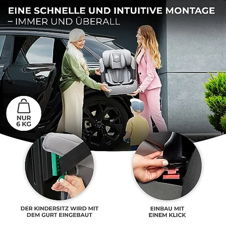Kinderkraft Autokindersitz COMFORT UP i-Size, für Kinder 76-150 cm, mit herausnehmbarem Einsatz und Fünfpunkt-Gurtsystem – Bild 4