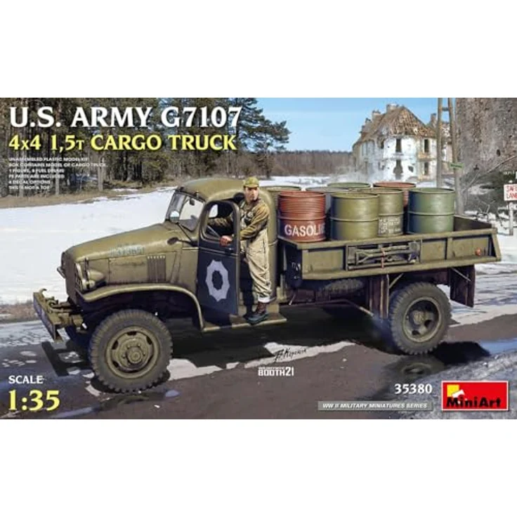 Mini art U.S. ARMY G7107 4X4 1,5t CARGO TRUCK, Modellfahrzeug im Maßstab 1:35 mit Photoätzteilen und Zubehörteilen – Bild 1